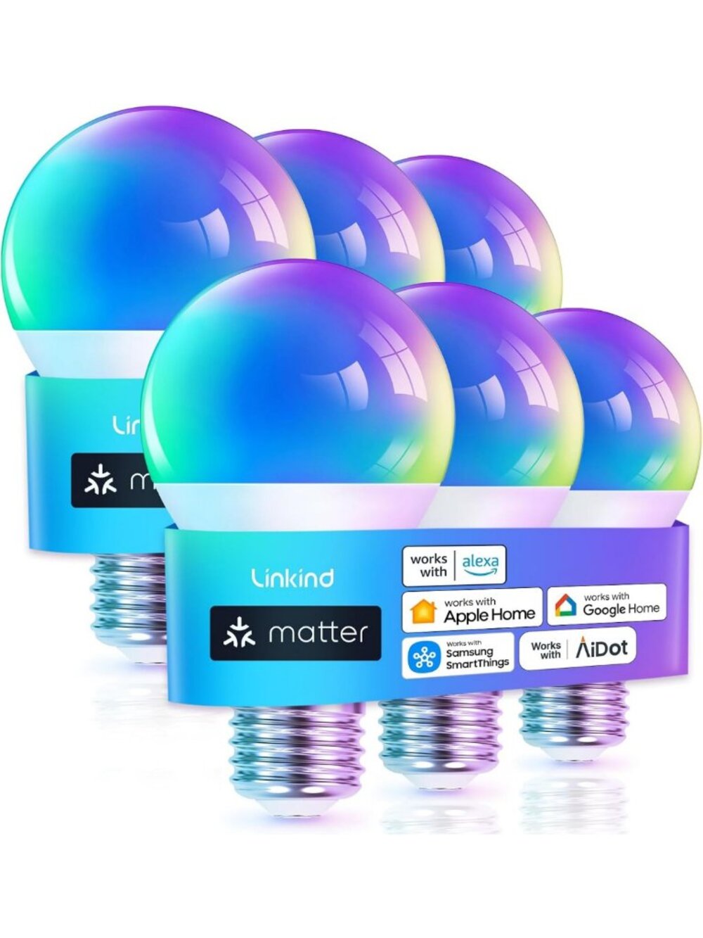 Smart LED Light Bulbs, Works with Apple Home, Alexa & Google Home, Dimmable